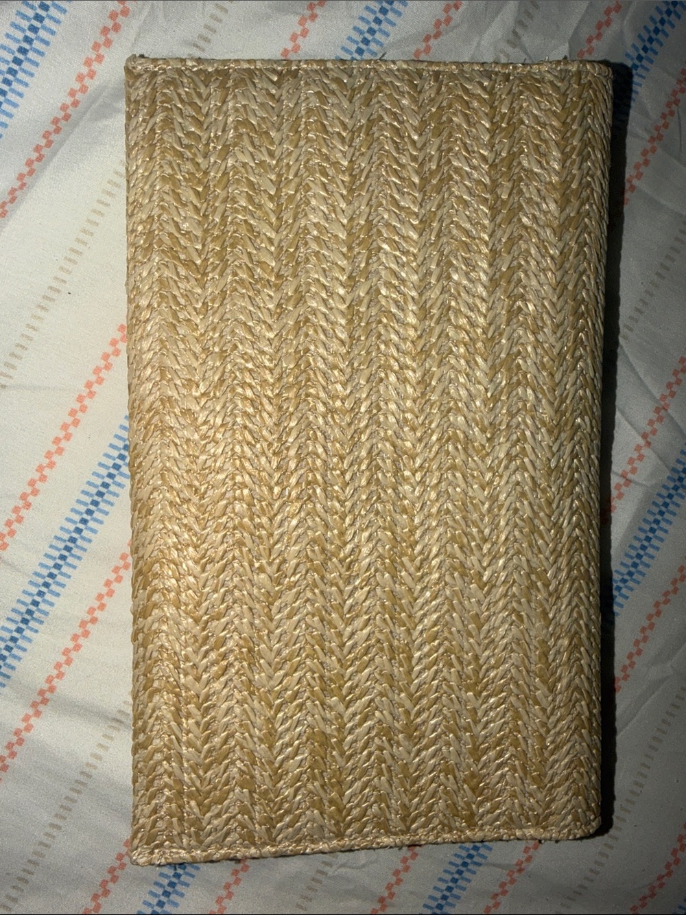 Dior Beige Woven Straw Clutch with Embroidered Logo - Picture 5 of 5